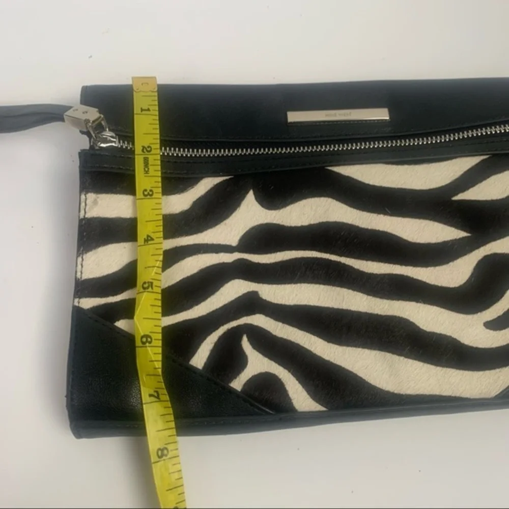 NINE WEST ZEBRA SHOULDER BAG/ CLUTCH leather and faux fur